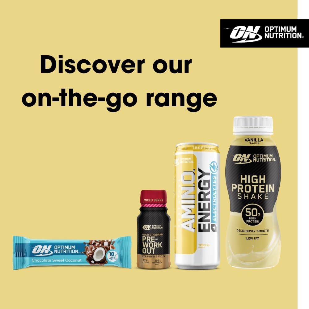 ON High Protein Shake Bottles, Ready To Drink Healthy Snacks, No added sugars, low fat, Post Workout Snack for Men and Women, Vanilla Flavour, 12x500ml, Packaging may