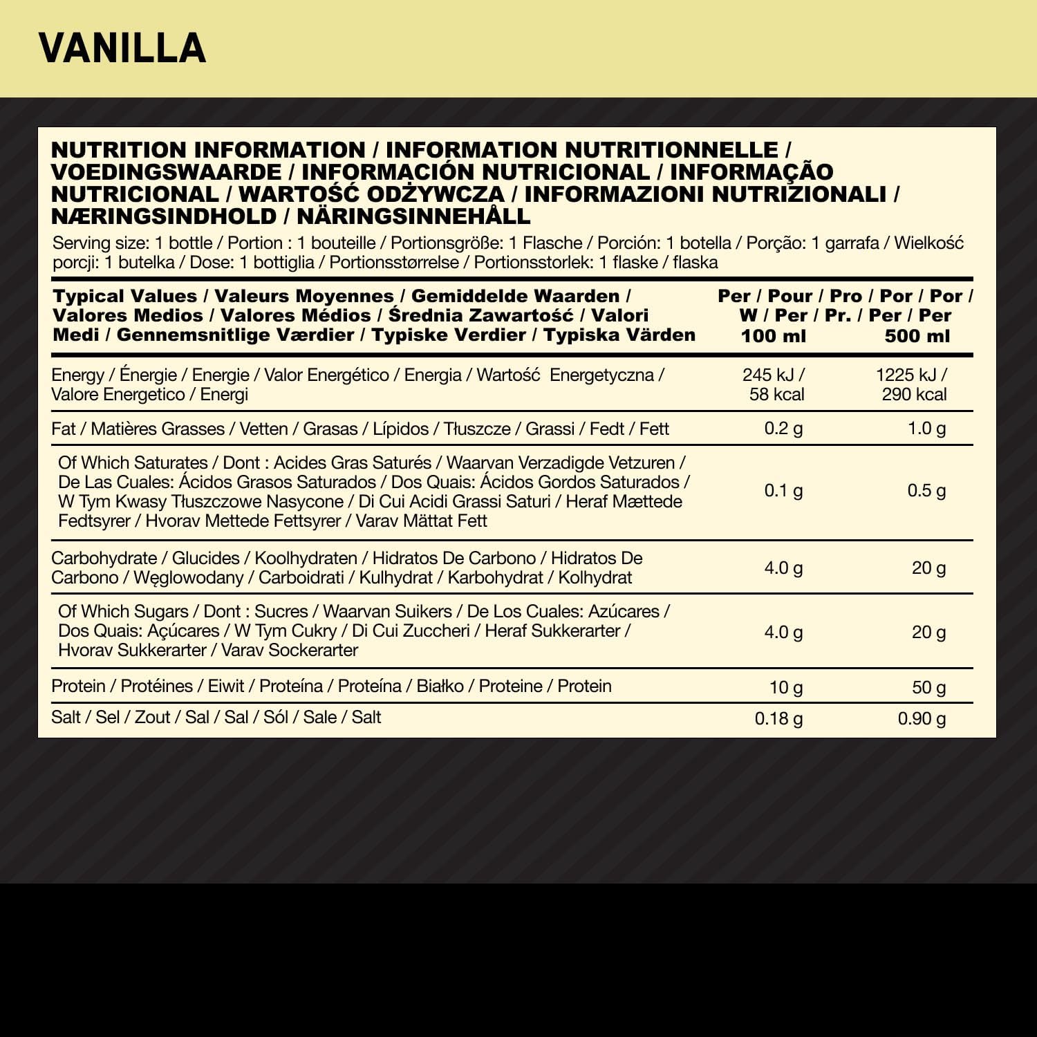 ON High Protein Shake Bottles, Ready To Drink Healthy Snacks, No added sugars, low fat, Post Workout Snack for Men and Women, Vanilla Flavour, 12x500ml, Packaging may