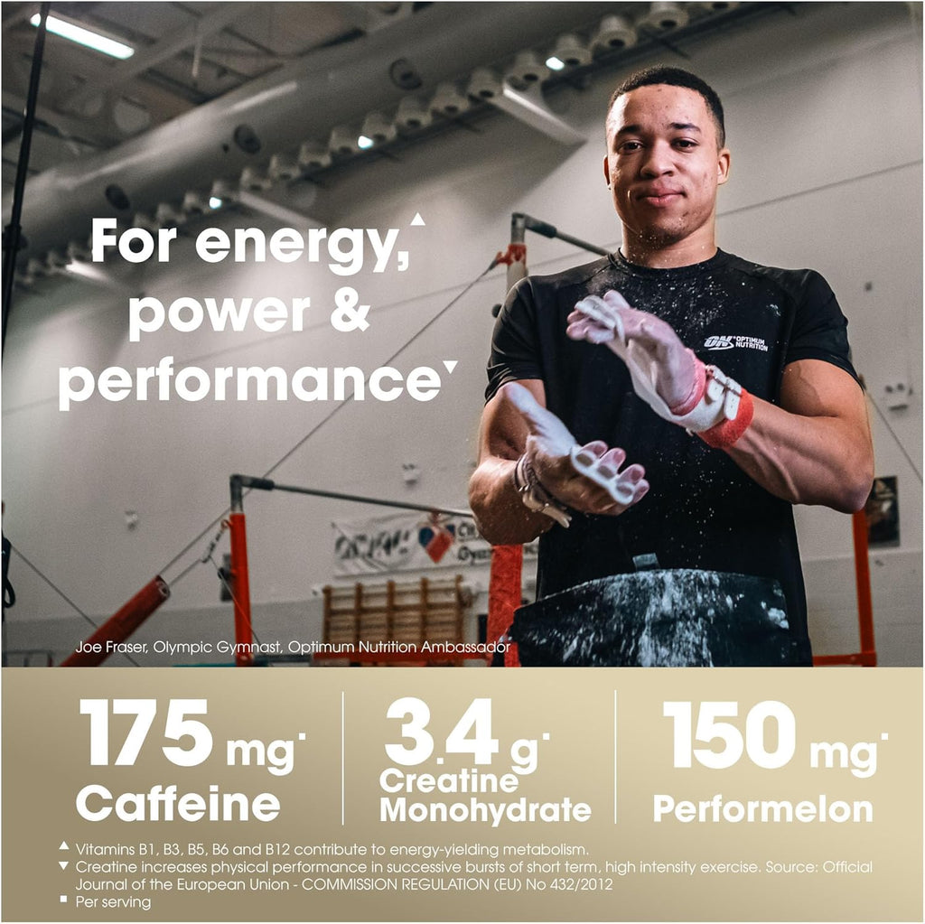 Optimum Nutrition Gold Standard Pre Workout Powder, Energy Drink with Creatine Monohydrate, Beta Alanine, Caffeine and Vitamin B Complex, Nutrition Supplement, Fruit Punch Flavour, 30 Servings, 330 g